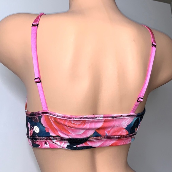 LULULEMON Floral Black Pink Floral Roses Low Impact Yoga Workout Bra Size 6 - Picture 4 of 7